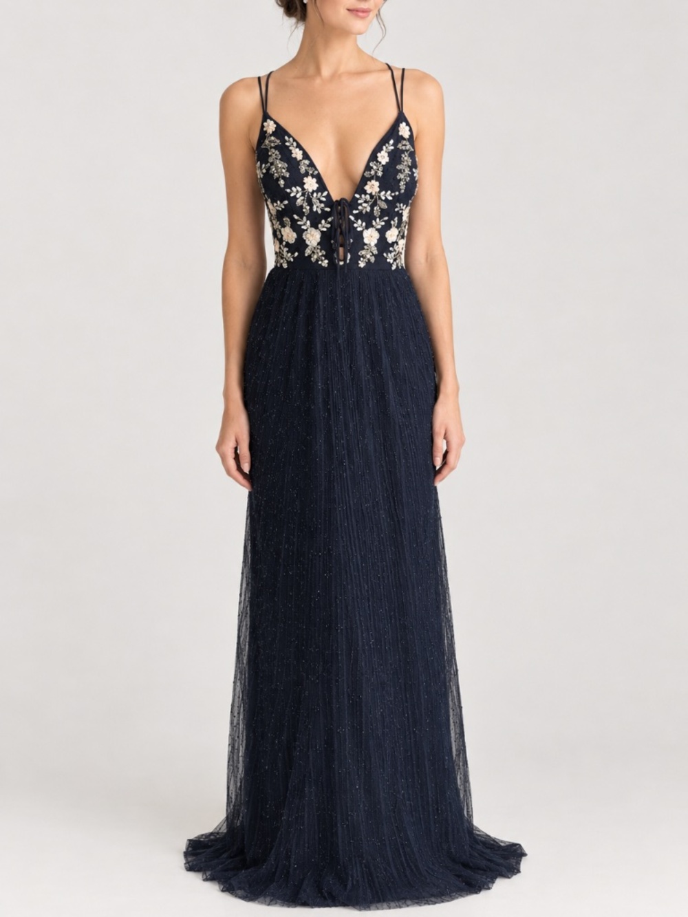 Aidan Mattox Women's Ball Evening Gown Dress Size 6 Navy Open Back